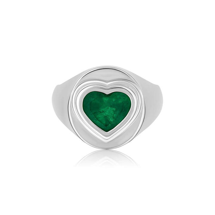 Large Colombian Green Emerald Signet Ring