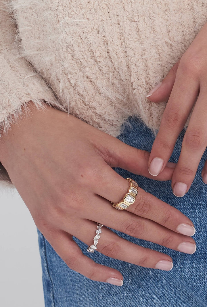 Mixed-Shaped Alternating Diamond Eternity Band