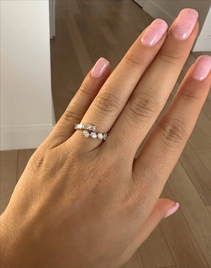Emerald-Cut and Oval Wrap Ring