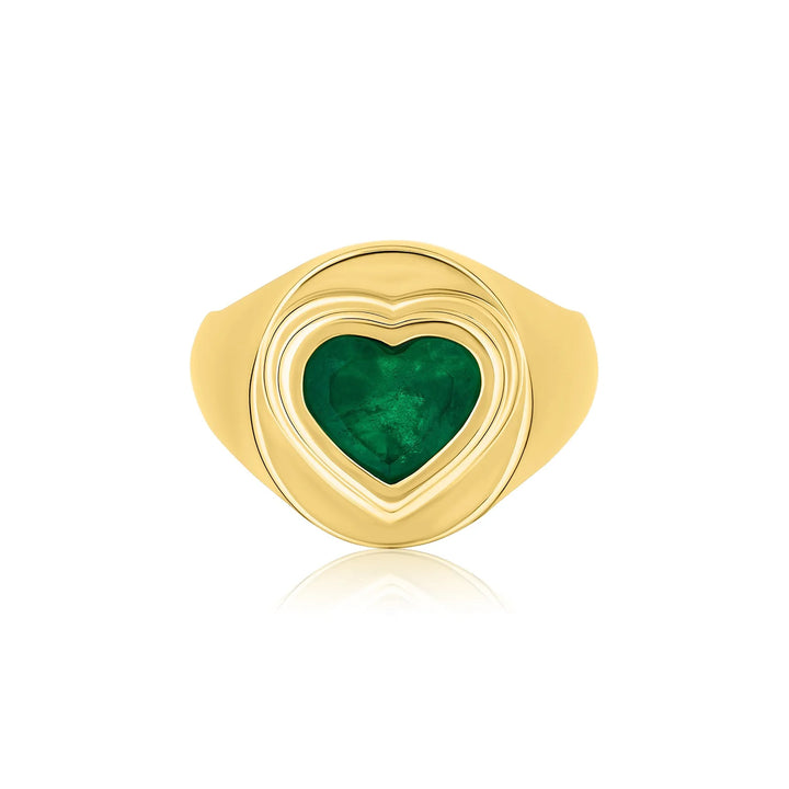Large Colombian Green Emerald Signet Ring