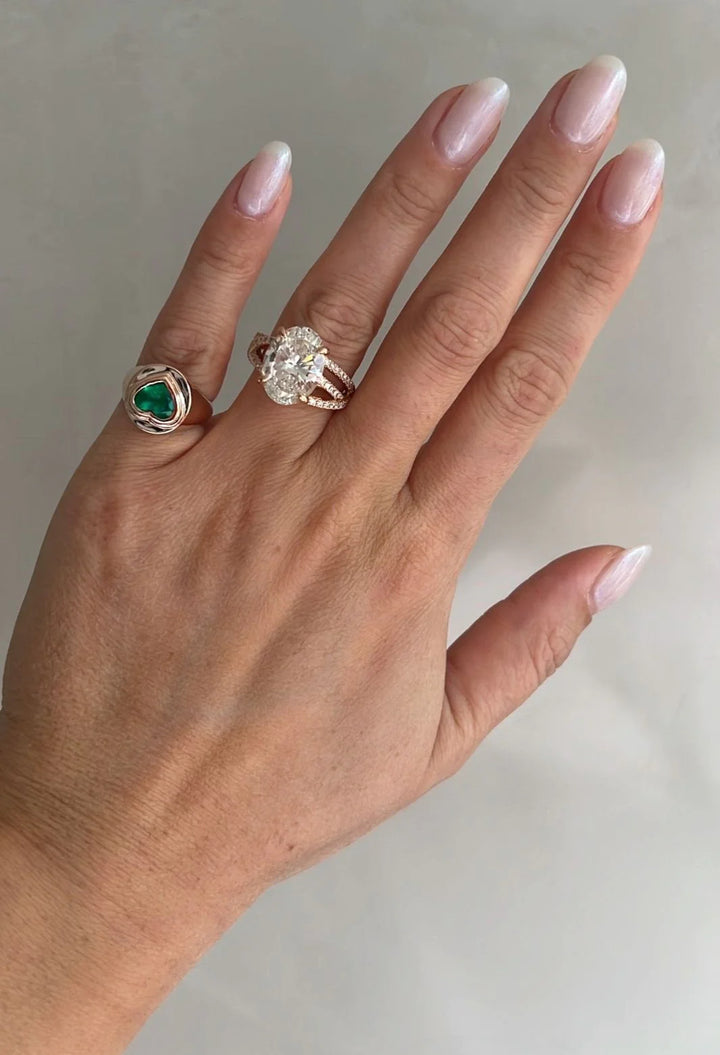Large Colombian Green Emerald Signet Ring