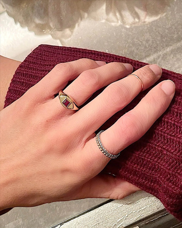 Small Square-Stone Signet Ring