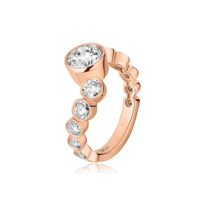 Round Diamond Wave Ring