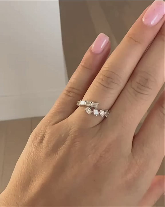 Emerald-Cut and Oval Wrap Ring