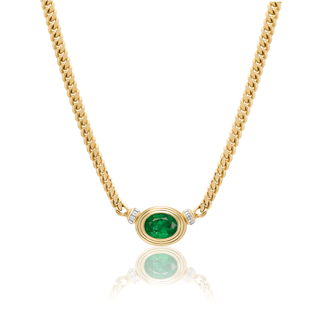 Triple Bezel Emerald Heirloom Necklace