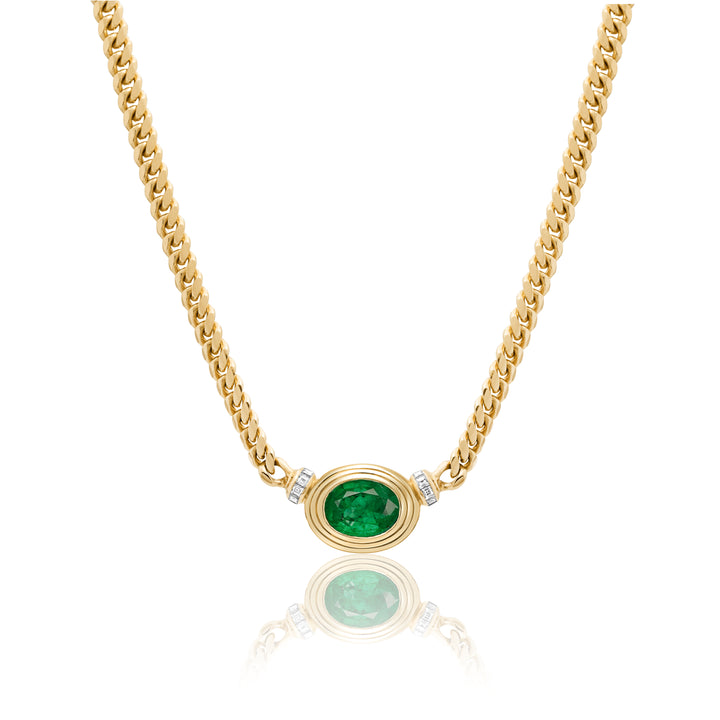 Triple Bezel Emerald Heirloom Necklace