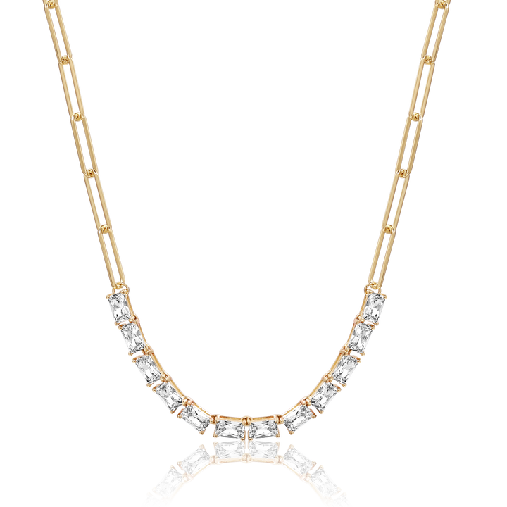 Emerald-Cut Diamond Paperclip Necklace