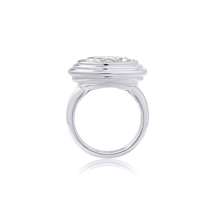 Triple Bezel Oval Diamond Pinky Ring