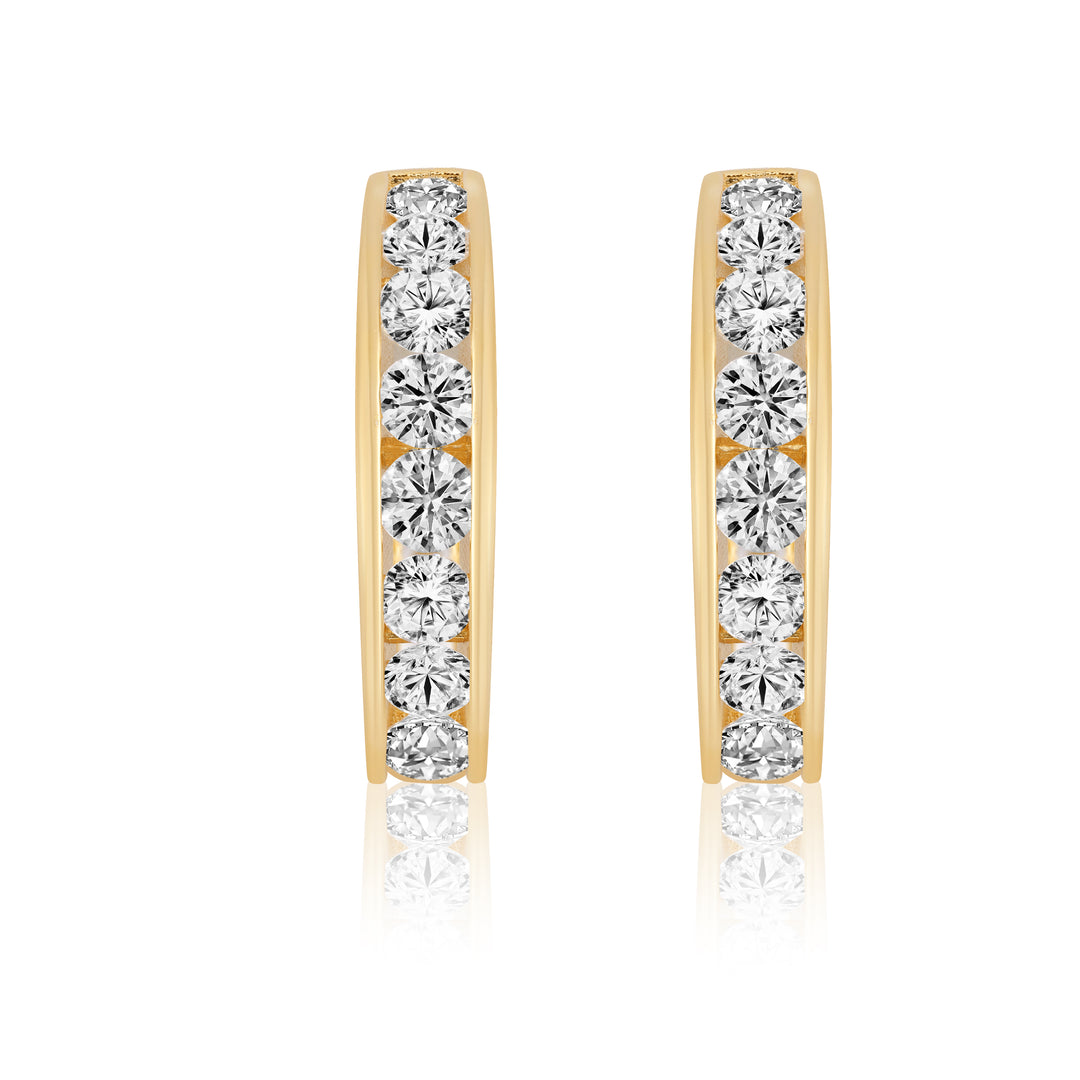 Channel Diamond Hoop Earrings