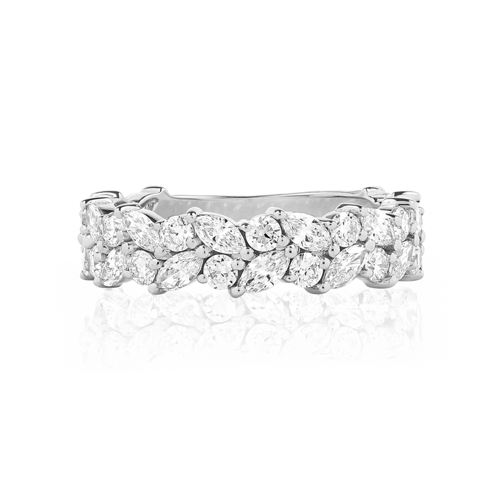 Double Row Marquise and Round Diamond band
