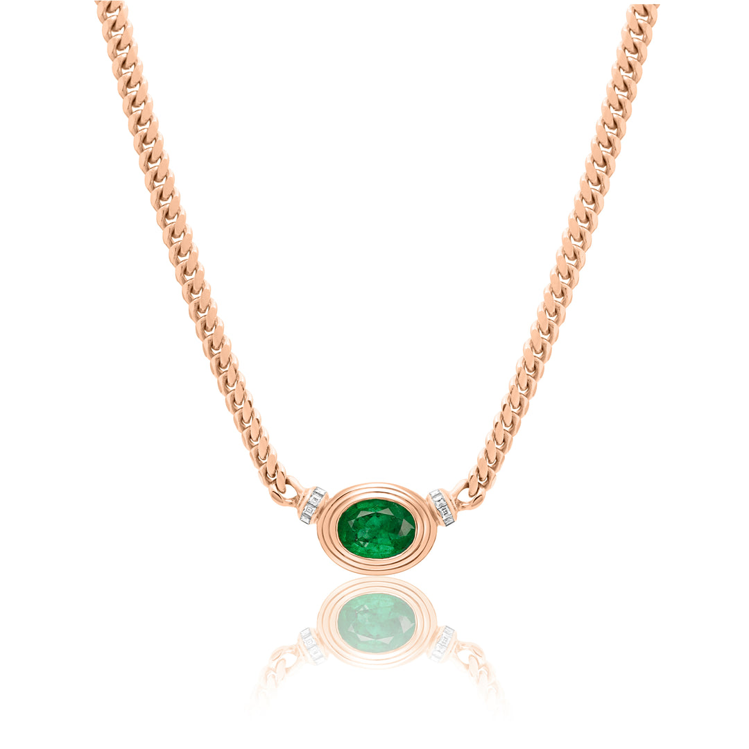 Triple Bezel Emerald Heirloom Necklace