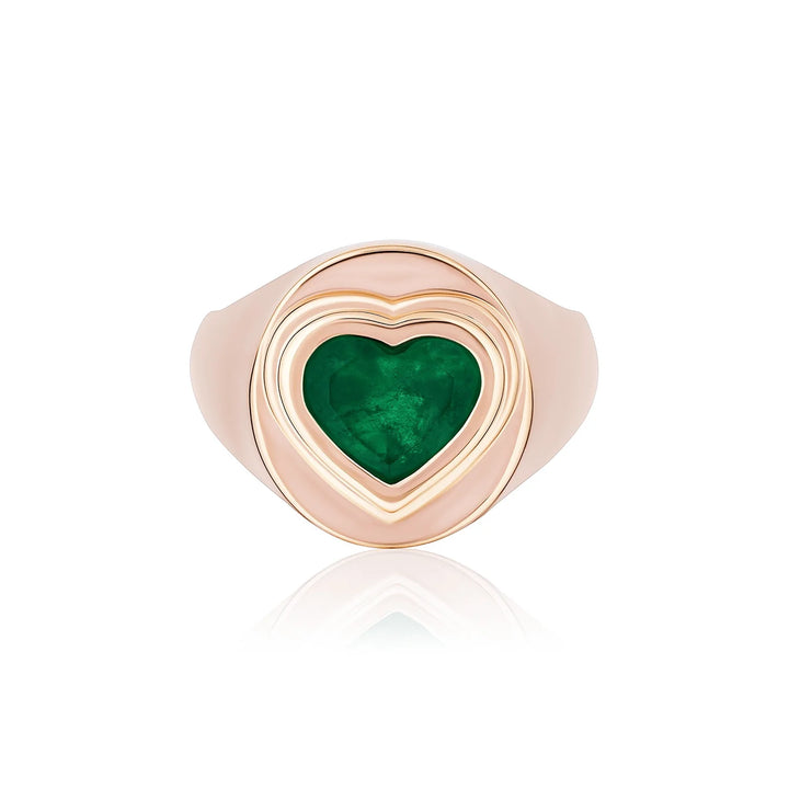 Large Colombian Green Emerald Signet Ring