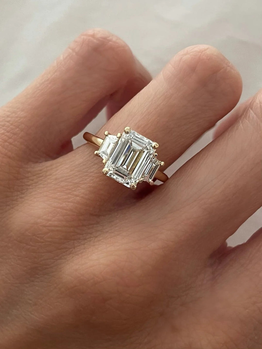 Emerald Cut Diamond Trapezoid Side Ring Charlotte Heinrich C Heinrich Diamonds
