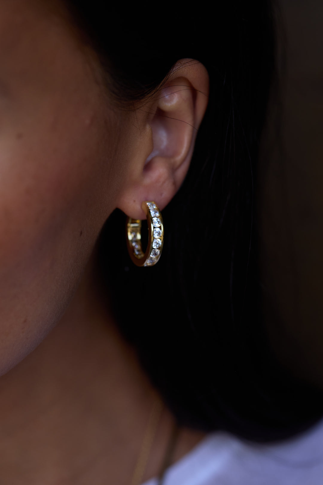 Channel Diamond Hoop Earrings
