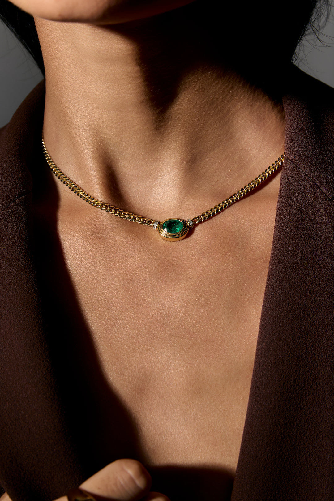 Triple Bezel Emerald Heirloom Necklace