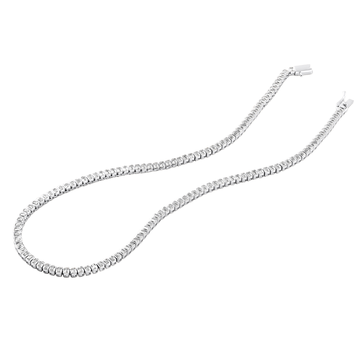 Emerald Cut Diamond Bezel Tennis Necklace