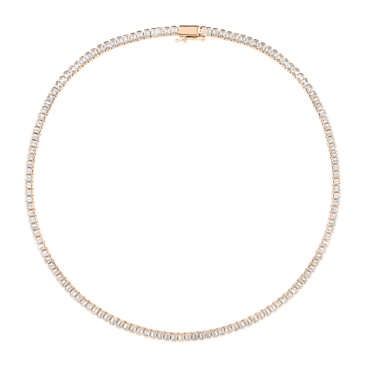 Emerald Cut Diamond Bezel Tennis Necklace