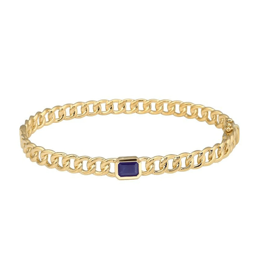 Chain Bangle with Colored Stone