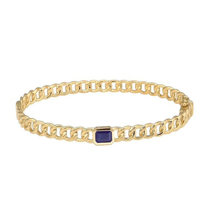 Chain Bangle with Colored Stone