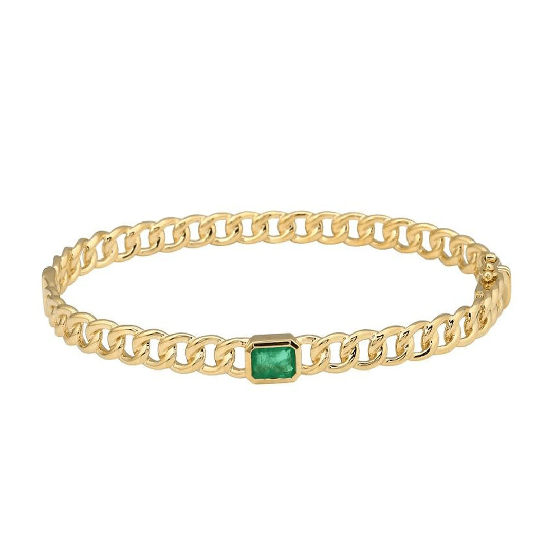 Chain Bangle with Colored Stone