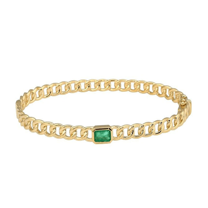 Chain Bangle with Colored Stone