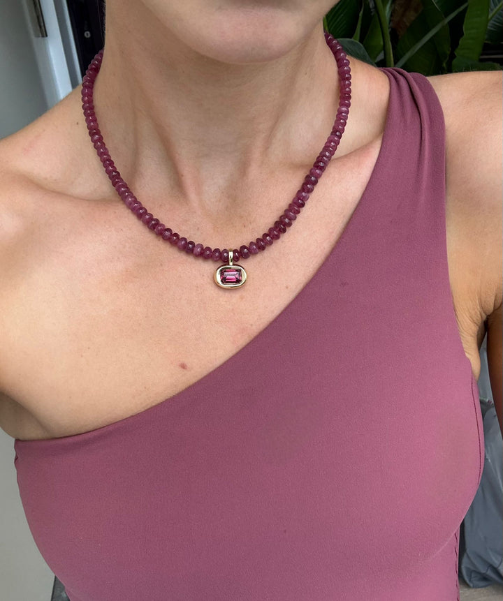 Pink Tourmaline Beaded Necklace