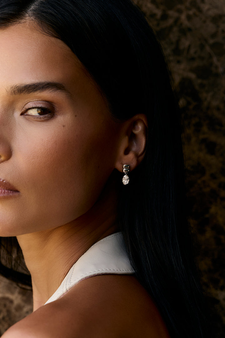 Double Puff Oval Diamond Drops