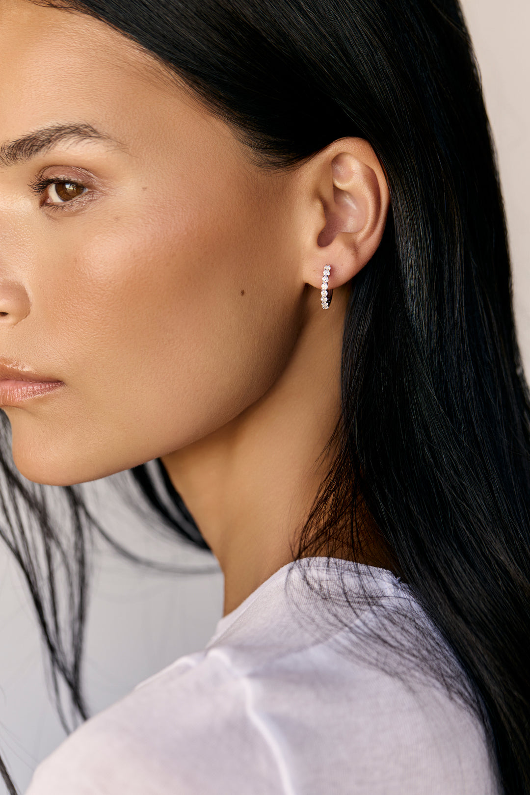Large Gold Diamond Huggie Earrings