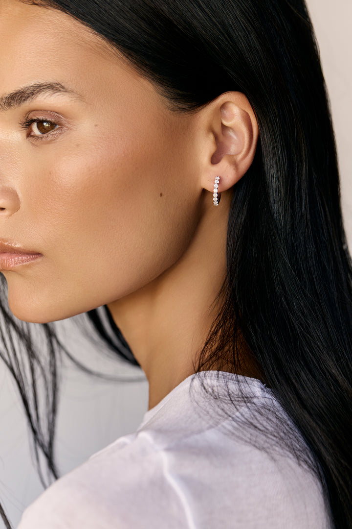 Large Gold Diamond Huggie Earrings