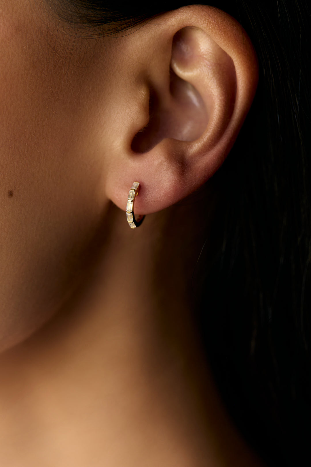 Baguette Diamond Huggie Earrings