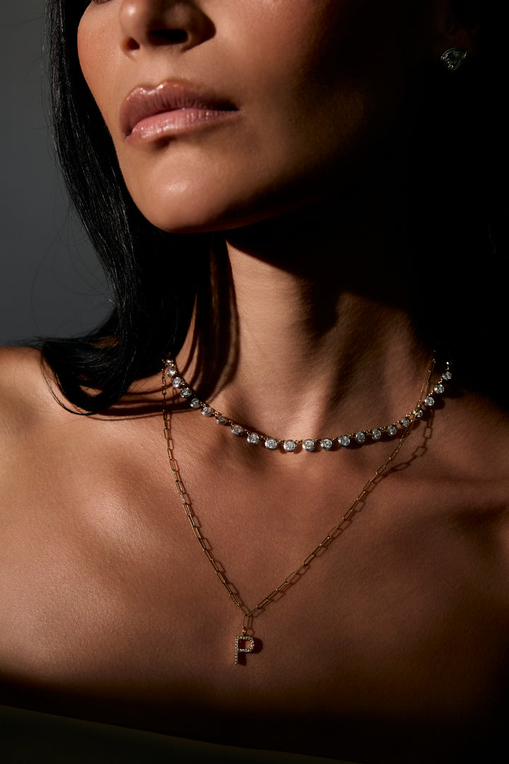Triple Bezel Tennis Necklace