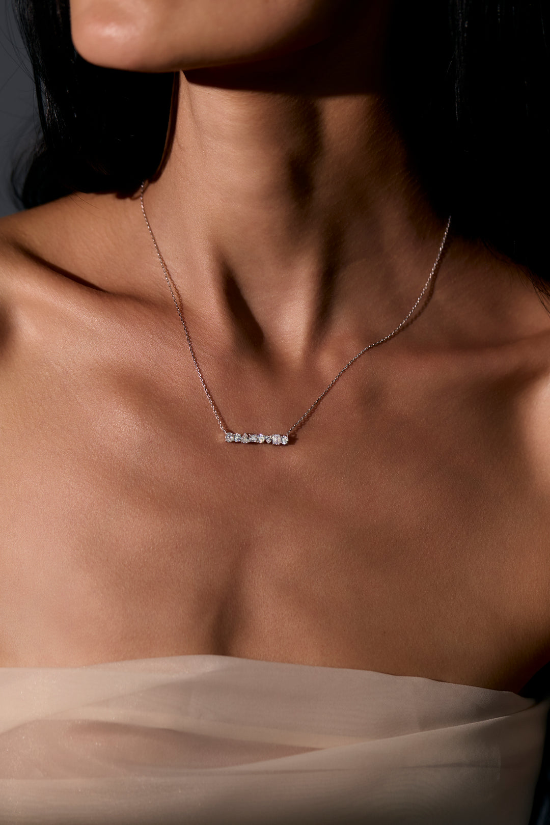 Mixed Shape Diamond Bar Necklace