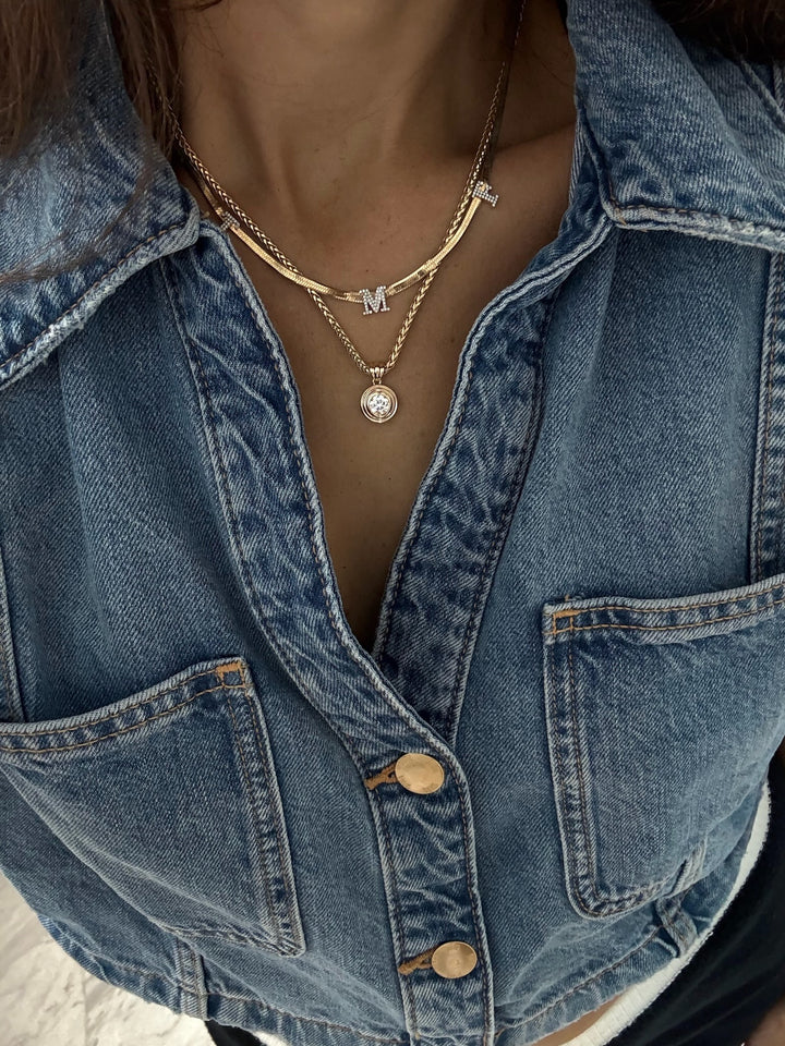 Round Triple Bezel Necklace