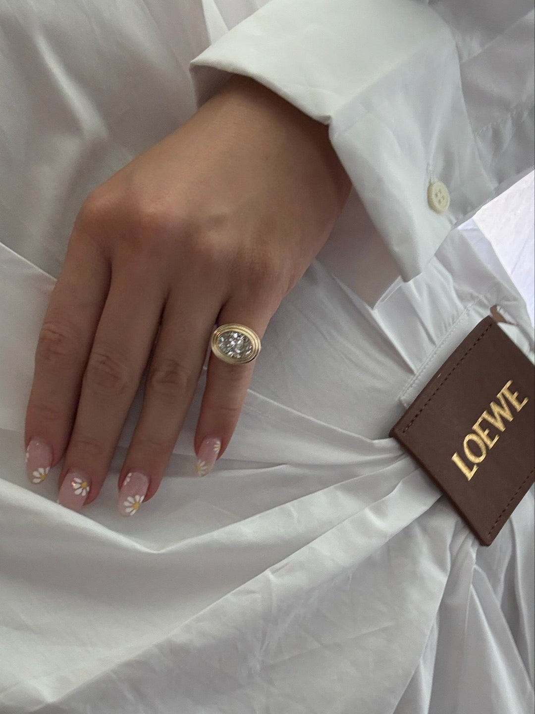 Triple Bezel Oval Diamond Pinky Ring