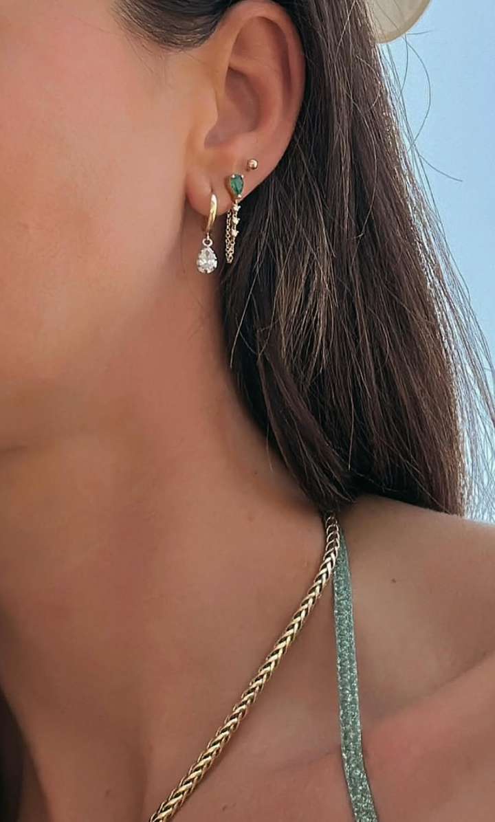 Two-Tone Pear Diamond Hoop Earrings