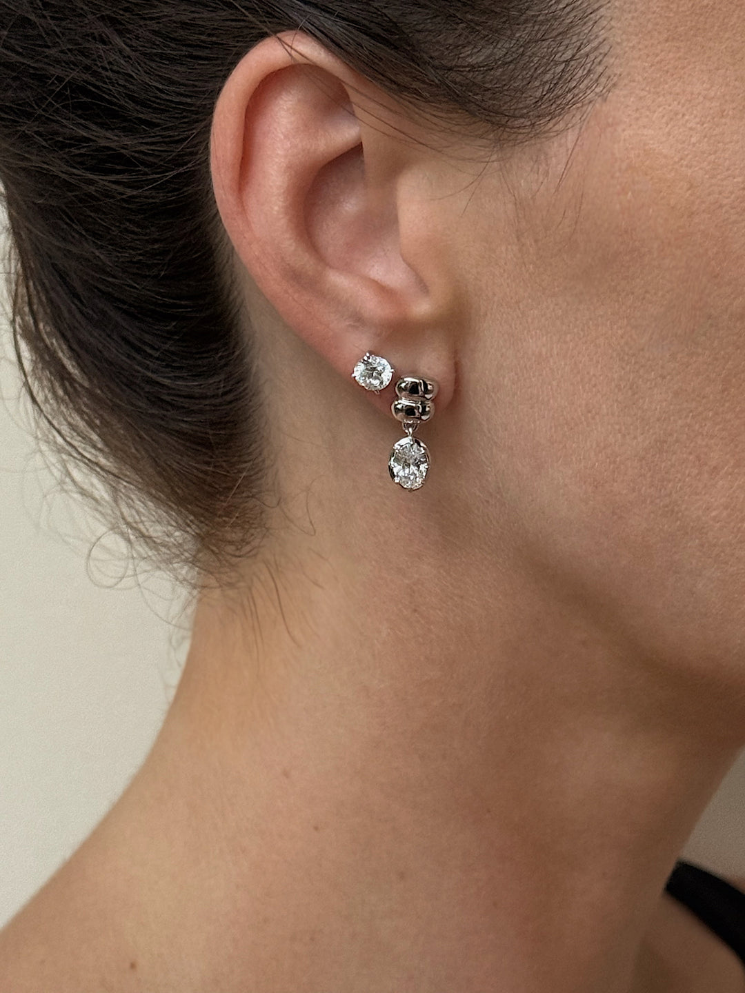 Double Puff Oval Diamond Drops