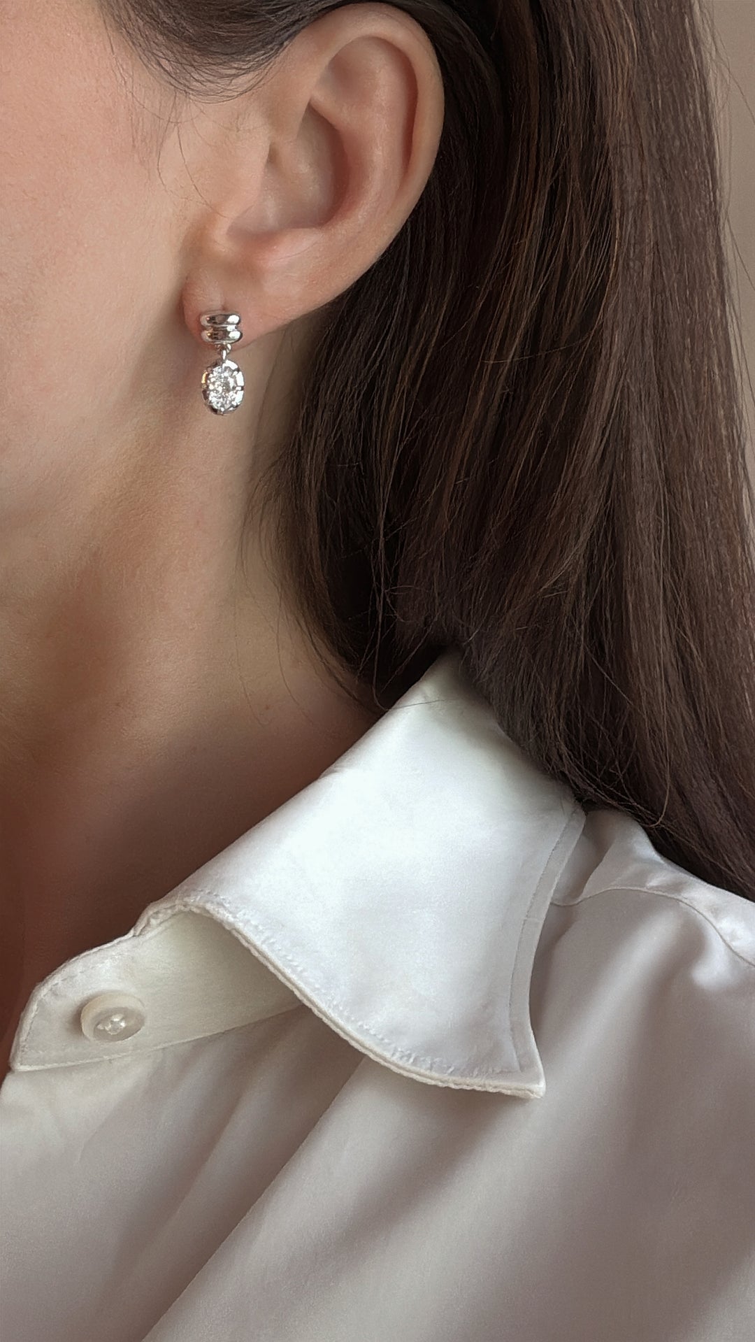 Double Puff Oval Diamond Drops