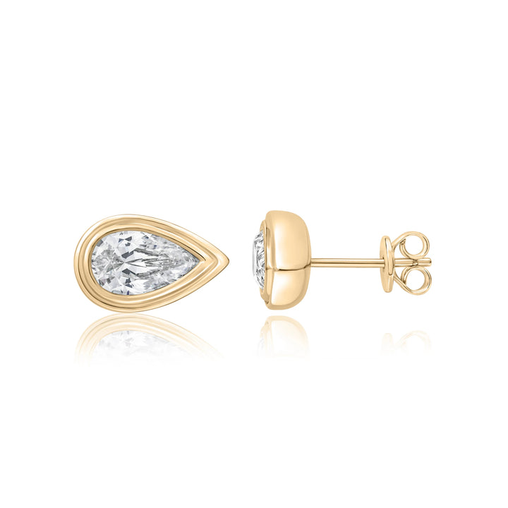Double Bezel Pear Diamond Earrings