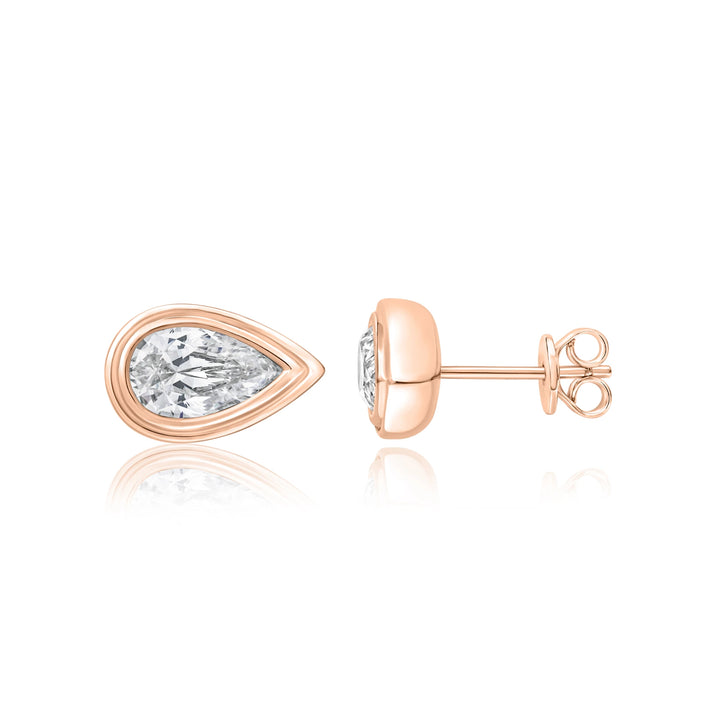 Double Bezel Pear Diamond Earrings