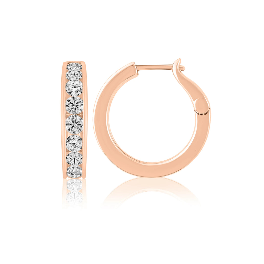 Channel Diamond Hoop Earrings