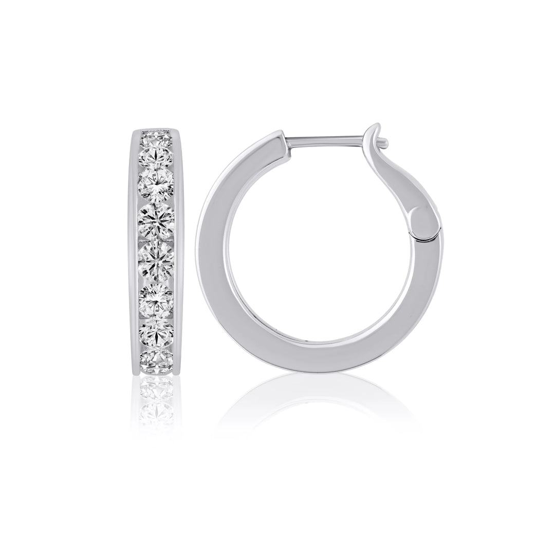 Channel Diamond Hoop Earrings