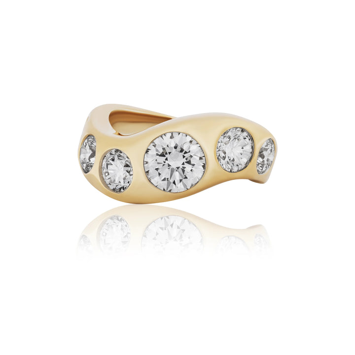 Chunky Bezel Diamond Wave Ring