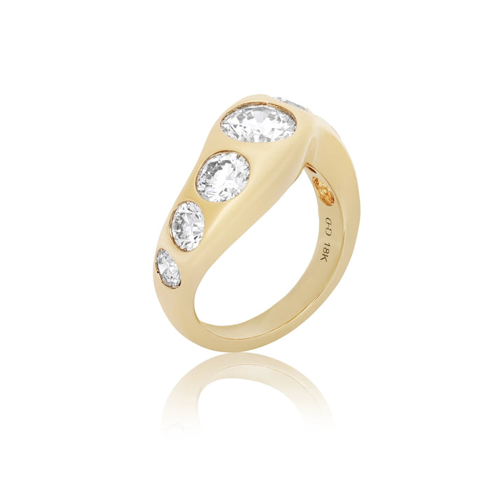 Chunky Bezel Diamond Wave Ring