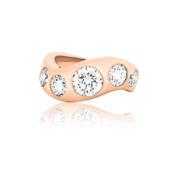 Chunky Bezel Diamond Wave Ring