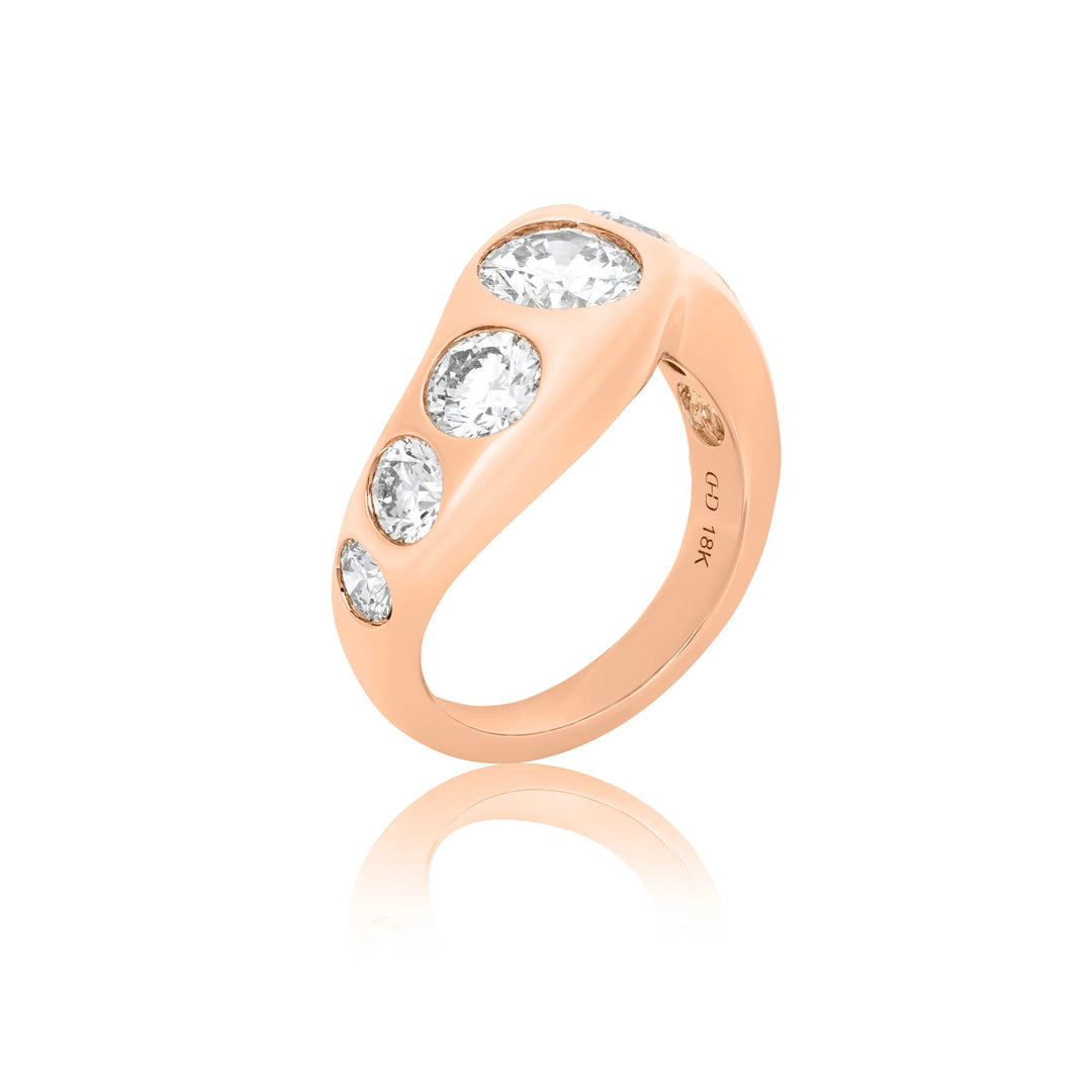 Chunky Bezel Diamond Wave Ring