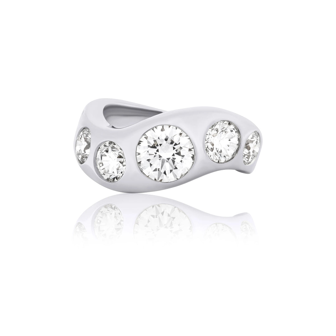 Chunky Bezel Diamond Wave Ring
