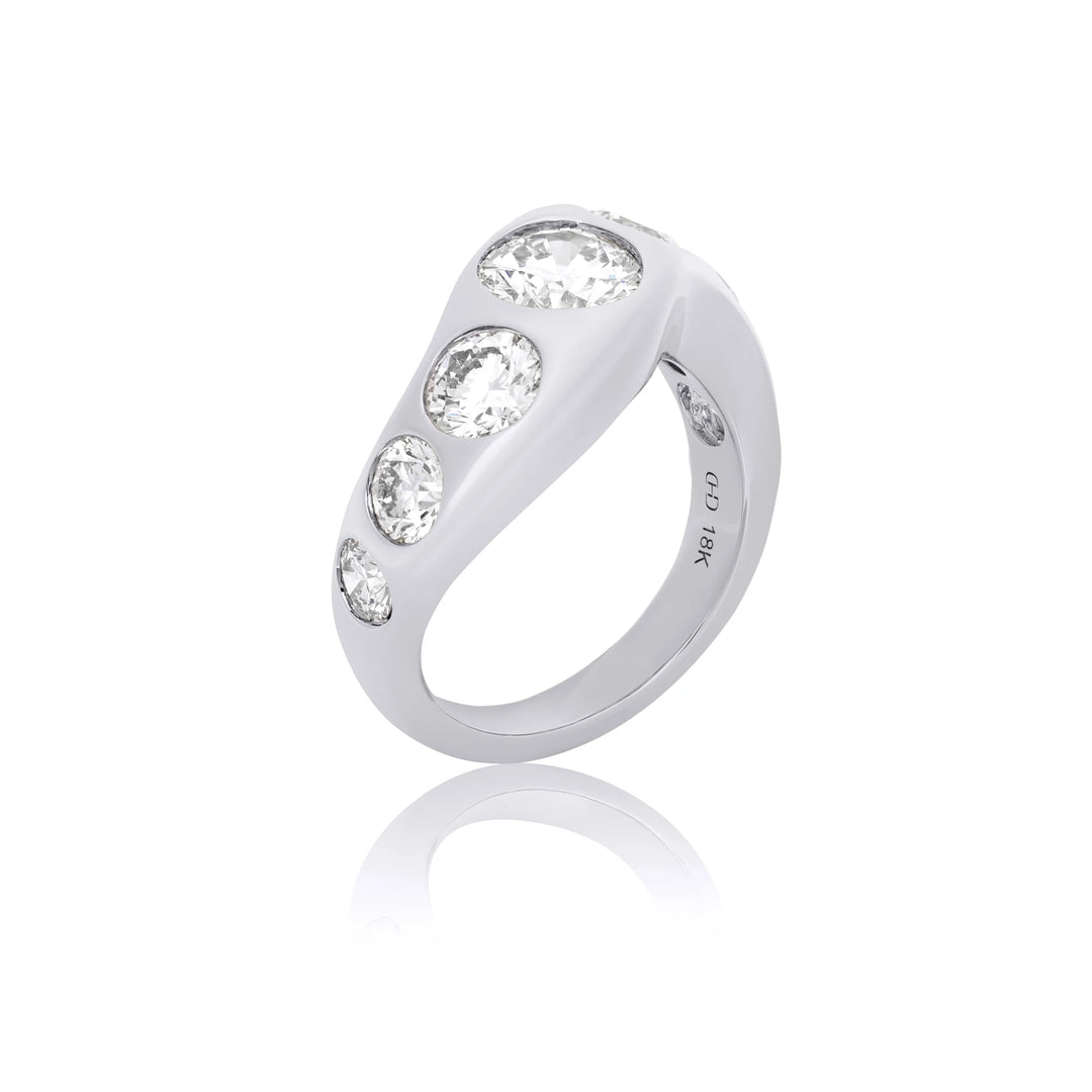 Chunky Bezel Diamond Wave Ring