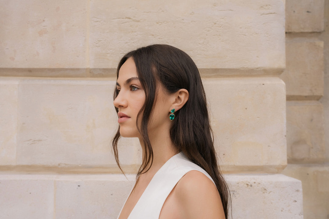 Colombian Green Emerald Pear Drop Earrings