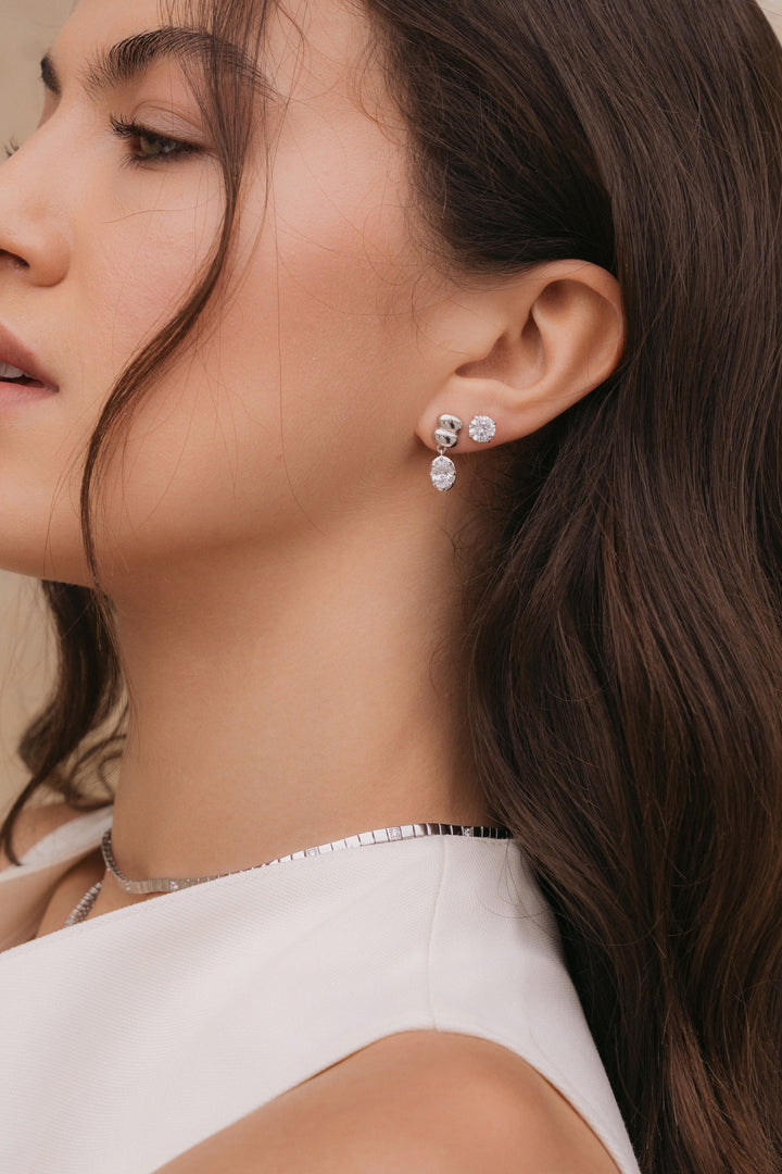 Double Puff Oval Diamond Drops