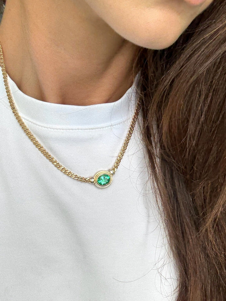 Triple Bezel Emerald Heirloom Necklace